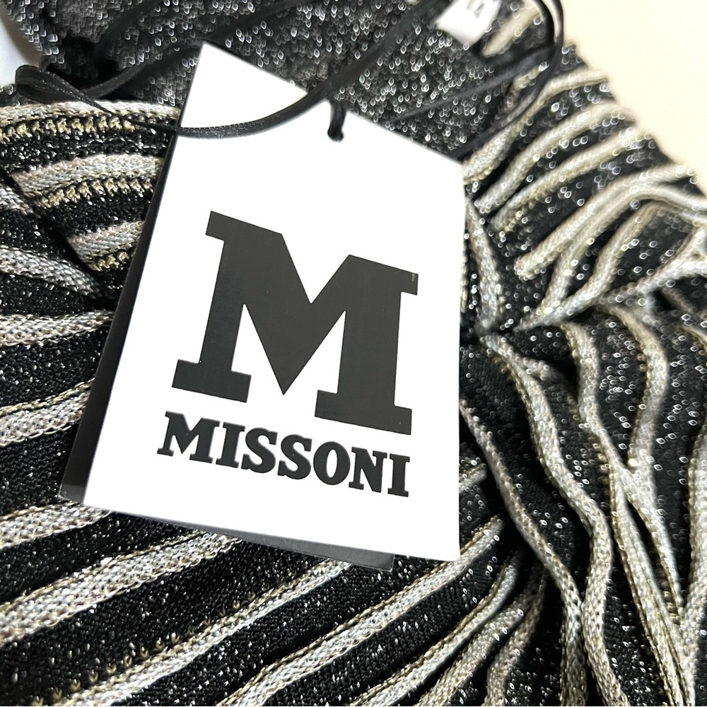 M by Missoni Zig Zag Metallic Midi Skirt Size 8 New - Picture 13 of 17